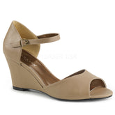 Pleaser Pink Label KIMBERLY-05 Taupe Faux Leather Wedge Sandals - Shoecup.com